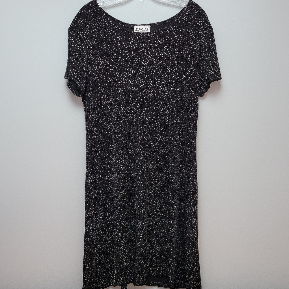 DCI BY CORTNEY | BLACK W/SILVER DOT DRESS, LARGE